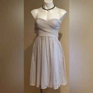 Ann Taylor Straples Light Gray Heart Shape Neckline Empire Waist Mini Dress SZ 2